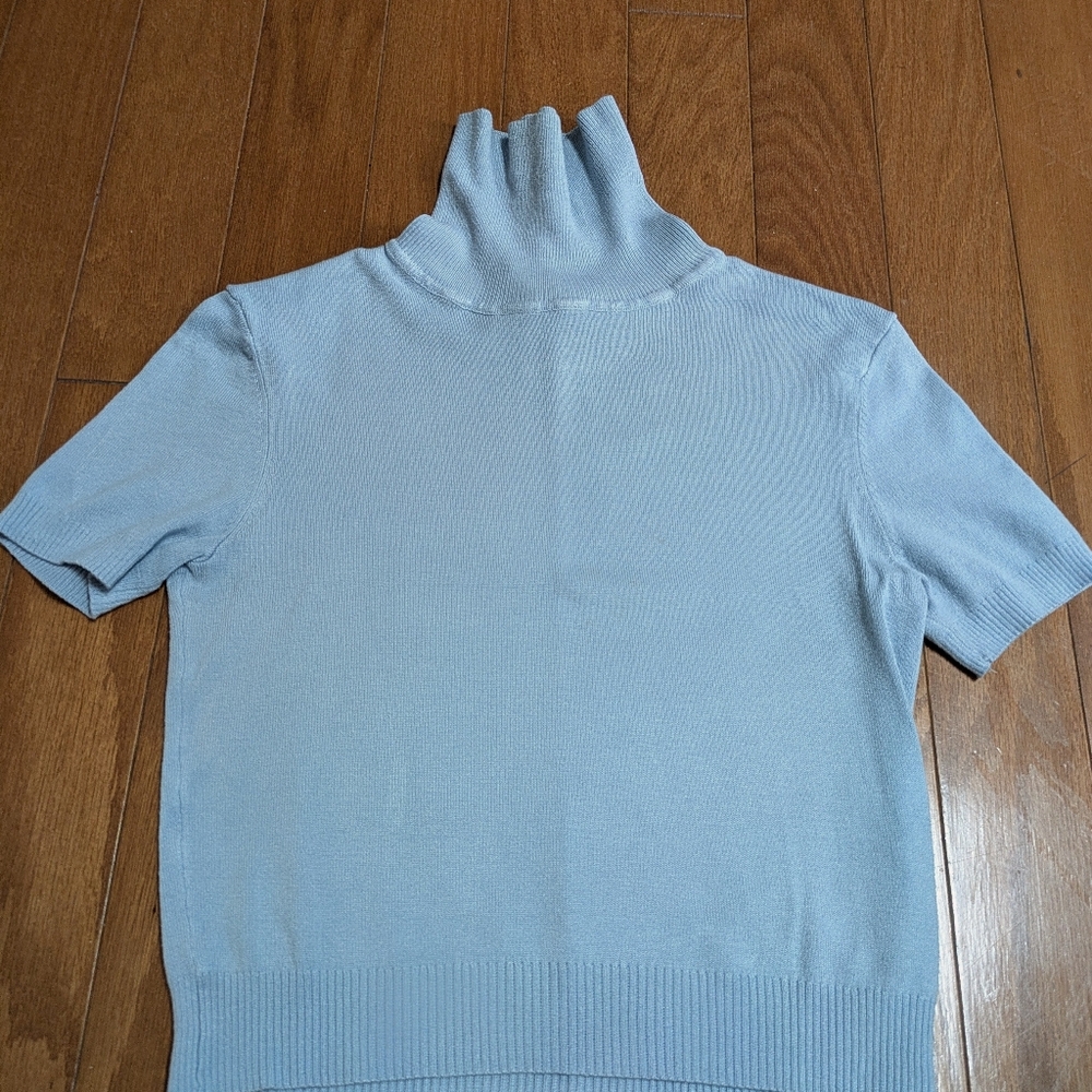 Divided Light Blue Short-Sleeve Turtleneck Sweater